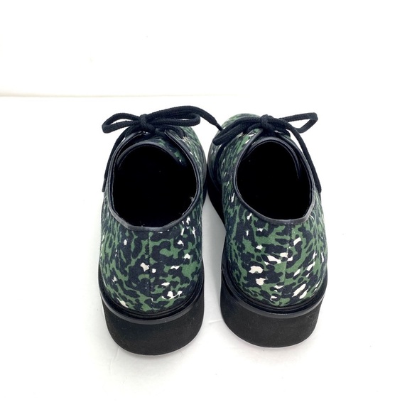 AGNES b Leopard Canvas Platform Oxfords Shoes in Green Size 7 - Picture 9 of 11